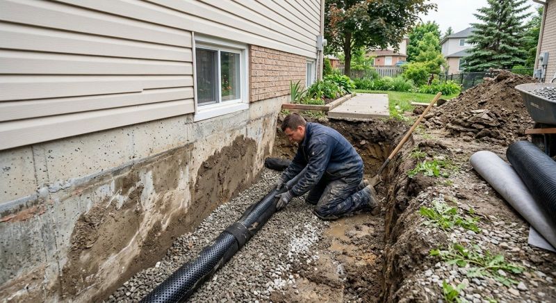 Basement Drainage Installation in Warwick, RI