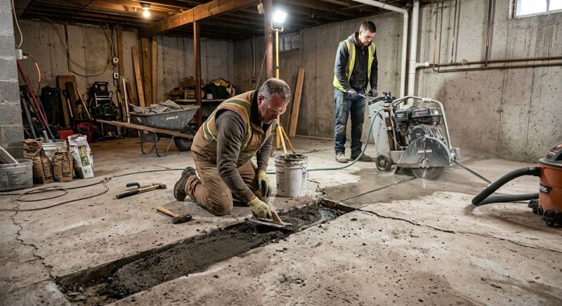 Cracked Basement Floor Repair in Columbus, OH